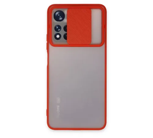 Redmi Note 11 Pro Plus 5G Kılıf Palm Buzlu Kamera Sürgülü Silikon - Kırmızı