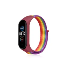 Mi Band 4 Hasırlı Cırtcırtlı Kordon - Gökkuşağı