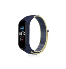 Mi Band 4 Hasırlı Cırtcırtlı Kordon - Sarı-Lacivert
