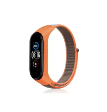 Mi Band 4 Hasırlı Cırtcırtlı Kordon - Turuncu-Gri