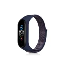 Mi Band 4 Hasırlı Cırtcırtlı Kordon - Lacivert-Mor
