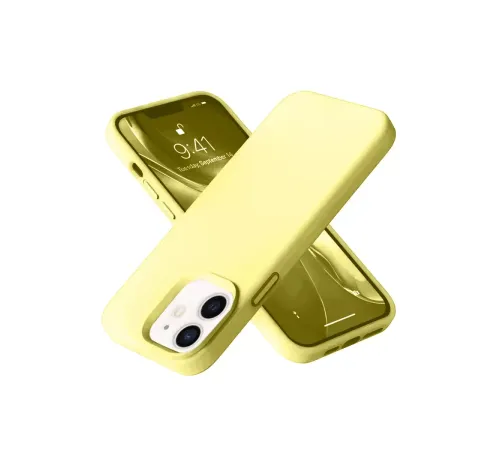 Apple iPhone 12 Kılıf Nano içi Kadife Silikon- Sarı