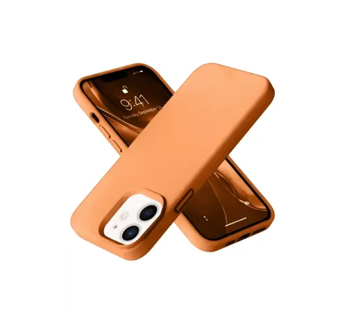 Apple iPhone 12 Kılıf Nano içi Kadife Silikon - Turuncu