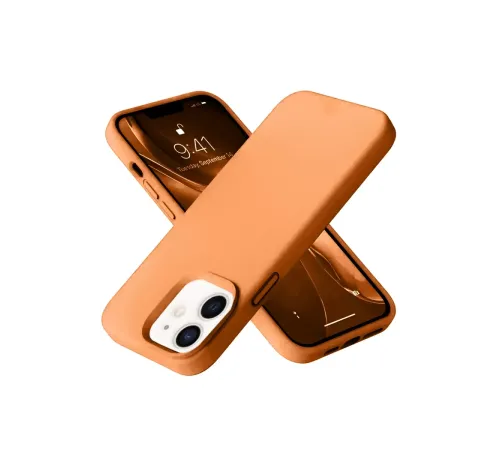Apple iPhone 12 Kılıf Nano içi Kadife Silikon - Turuncu