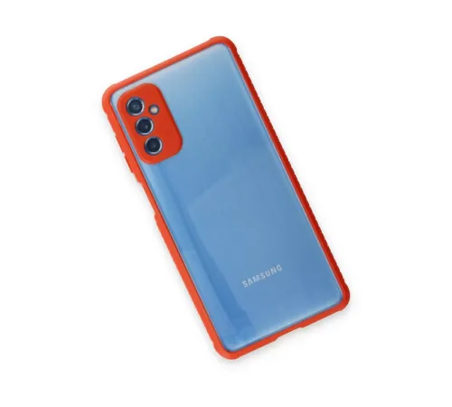 Samsung Galaxy M52 5G Kılıf Miami Şeffaf Silikon - Kırmızı