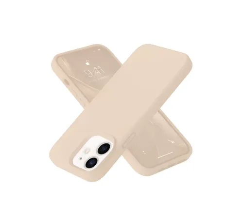Apple iPhone 12 Kılıf Nano içi Kadife Silikon - Pudra