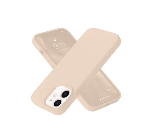 Apple iPhone 12 Kılıf Nano içi Kadife Silikon - Pudra