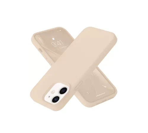 Apple iPhone 12 Kılıf Nano içi Kadife Silikon - Pudra