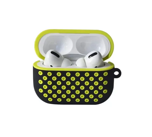 Apple Airpods Pro 2 (2.nesil) Spor Delikli Kılıf - Siyah-Sarı