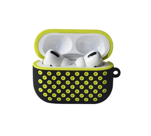 Apple Airpods Pro 2 (2.nesil) Spor Delikli Kılıf - Siyah-Sarı