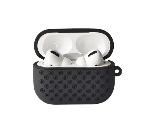 Apple Airpods Pro 2 (2.nesil) Spor Delikli Kılıf - Siyah-Siyah