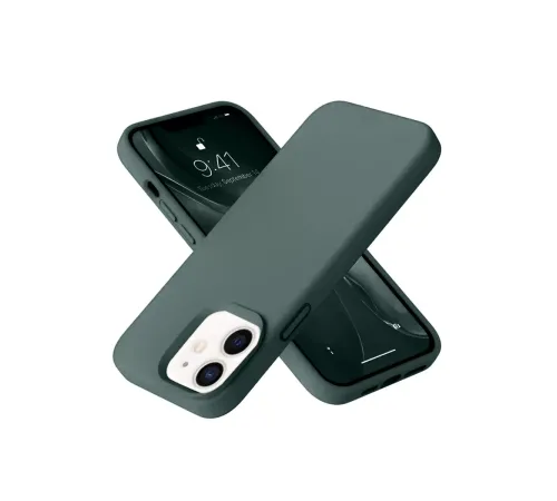 Apple iPhone 12 Kılıf Nano içi Kadife Silikon - Koyu Yeşil