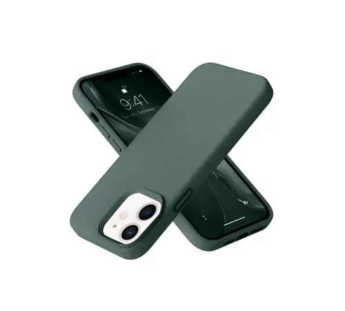 Apple iPhone 12 Kılıf Nano içi Kadife Silikon - Koyu Yeşil