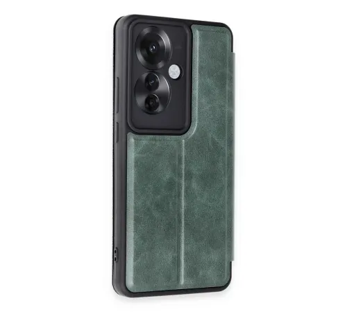 Reno 11F Kılıf Flip Cover - Koyu Yeşil