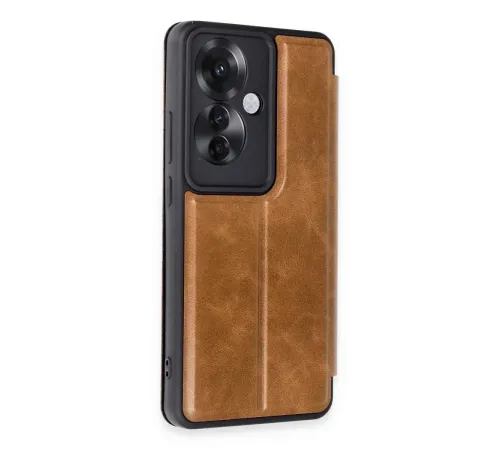 Reno 11F Kılıf Flip Cover - Taba