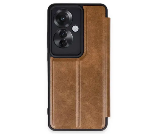 Reno 11F Kılıf Flip Cover - Taba