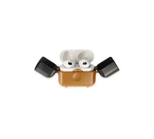 Apple Airpods 3 (3.nesil) Basmalı Kılıf - Kahverengi-Siyah