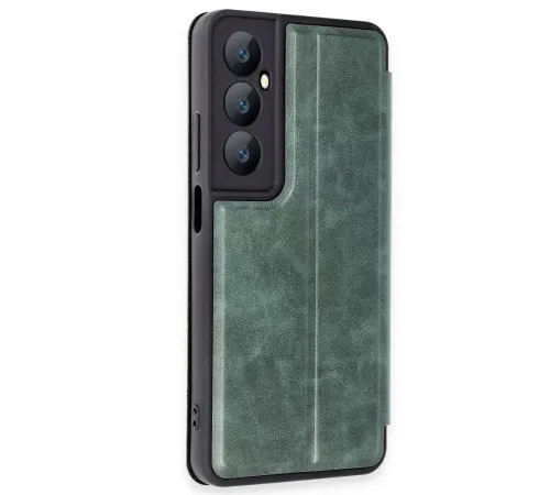 Realme C65 Kılıf Flip Cover - Koyu Yeşil
