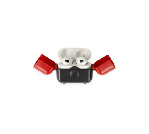 Apple Airpods 3 (3.nesil) Basmalı Kılıf - Siyah-Kırmızı