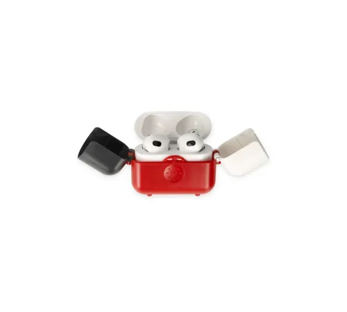 Apple Airpods 3 (3.nesil) Basmalı Kılıf - Kırmızı-Siyah-Beyaz