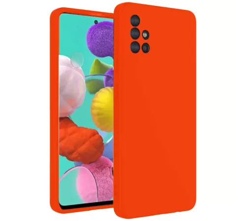 Samsung Galaxy A31 Kılıf Nano içi Kadife Silikon - Turuncu
