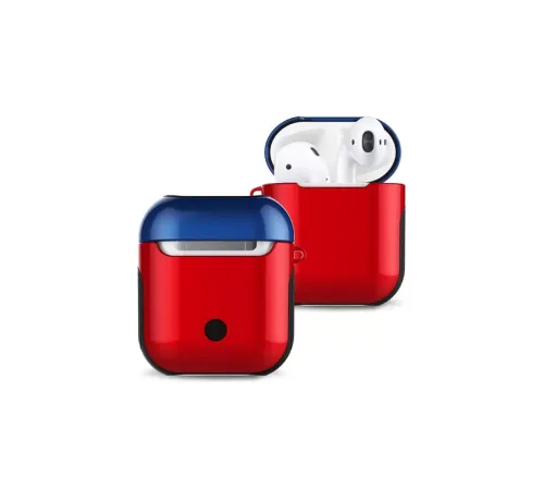 Apple Airpods 2 (2.nesil) 3in1 Kılıf - Kırmızı-Lacivert