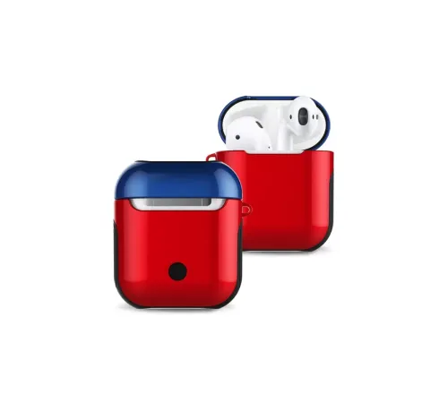 Apple Airpods 2 (2.nesil) 3in1 Kılıf - Kırmızı-Lacivert