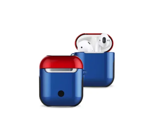 Apple Airpods 2 (2.nesil) 3in1 Kılıf - Lacivert-Kırmızı