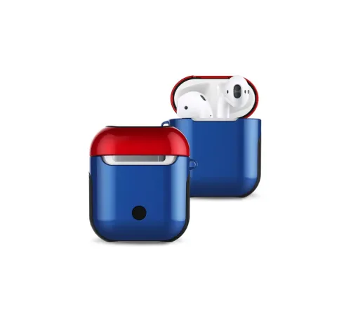 Apple Airpods 2 (2.nesil) 3in1 Kılıf - Lacivert-Kırmızı
