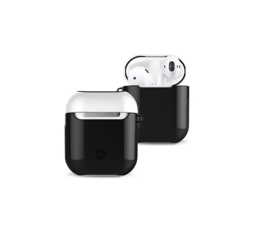 Apple Airpods 2 (2.nesil) 3in1 Kılıf - Siyah-Beyaz