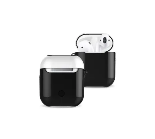 Apple Airpods 2 (2.nesil) 3in1 Kılıf - Siyah-Beyaz