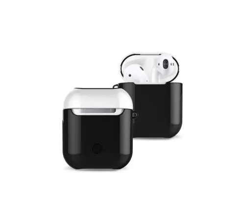 Apple Airpods 2 (2.nesil) 3in1 Kılıf - Siyah-Beyaz
