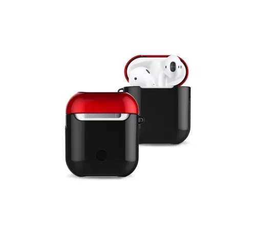 Apple Airpods 2 (2.nesil) 3in1 Kılıf - Siyah-Kırmızı