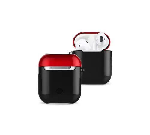 Apple Airpods 2 (2.nesil) 3in1 Kılıf - Siyah-Kırmızı