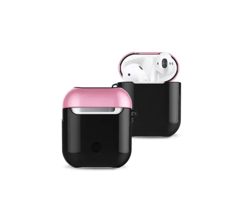 Apple Airpods 2 (2.nesil) 3in1 Kılıf - Siyah-Pembe