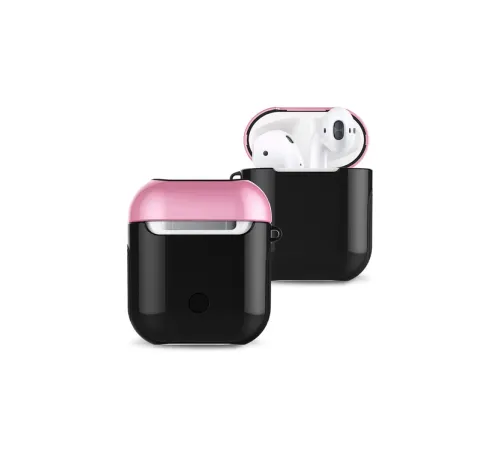 Apple Airpods 2 (2.nesil) 3in1 Kılıf - Siyah-Pembe