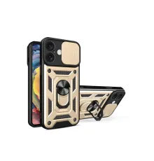 Apple iPhone 16 Kılıf Pars Lens Yüzüklü Silikon - Gold