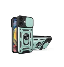 Apple iPhone 16 Kılıf Pars Lens Yüzüklü Silikon - Yeşil