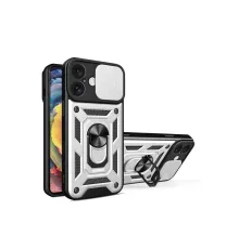 Apple iPhone 16 Kılıf Pars Lens Yüzüklü Silikon - Gümüş