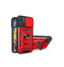 Apple iPhone 16 Pro Kılıf Pars Lens Yüzüklü Silikon - Kırmızı