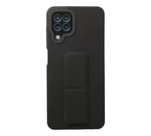 Samsung Galaxy A22 Kılıf Mega Standlı Silikon - Siyah