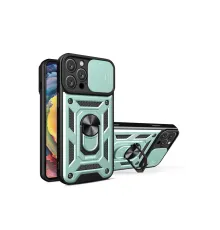 Apple iPhone 16 Pro Kılıf Pars Lens Yüzüklü Silikon - Yeşil