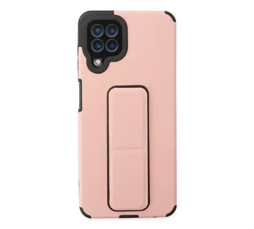 Samsung Galaxy A22 Kılıf Mega Standlı Silikon - Pudra