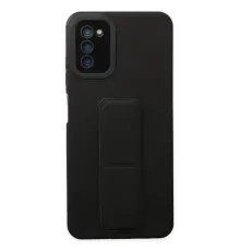 Samsung Galaxy A03S Kılıf Mega Standlı Silikon - Siyah