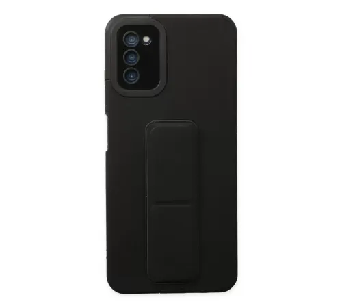 Samsung Galaxy A03S Kılıf Mega Standlı Silikon - Siyah