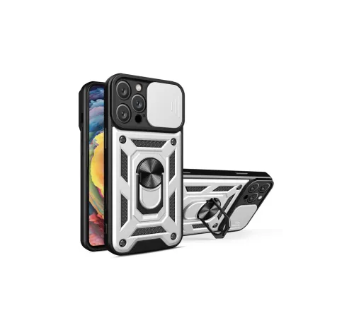 Apple iPhone 16 Pro Kılıf Pars Lens Yüzüklü Silikon - Gümüş