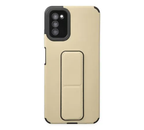Samsung Galaxy A03S Kılıf Mega Standlı Silikon - Gold