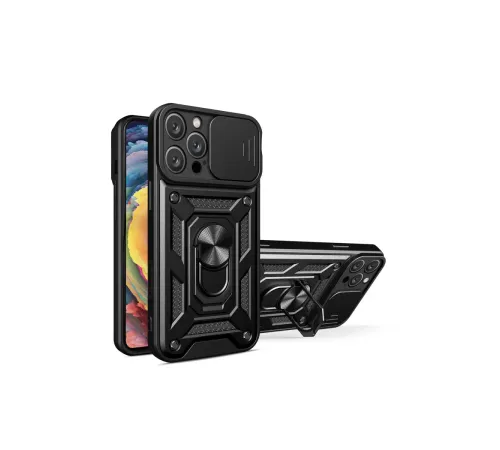 Apple iPhone 16 Pro Max Kılıf Pars Lens Yüzüklü Silikon - Siyah