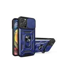Apple iPhone 16 Pro Max Kılıf Pars Lens Yüzüklü Silikon - Lacivert