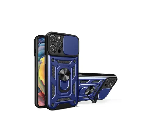 Apple iPhone 16 Pro Max Kılıf Pars Lens Yüzüklü Silikon - Lacivert